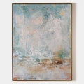 Original hand painted teal blush gold abstract coastal oil painting canvas wall art, nordic scandinavian elegant luxury modern living r
