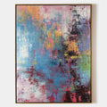 Original hand painted blush pink blue burgundy gold abstract oil painting canvas wall art, elegant luxury modern nordic scandinavian ho
