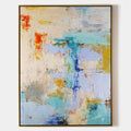 Original hand painted teal cobalt orange abstract oil painting canvas wall art, nordic scandinavian elegant luxury modern living room i