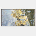 Original hand painted gold blue olive abstract oil painting canvas wall art, nordic scandinavian elegant luxury modern living room home