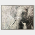 Original hand painted grey charcoal elephant abstract oil painting canvas wall art, nordic scandinavian elegant luxury modern living ro