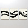 Hand painted original black ivory abstract brushstroke oil painting canvas triptych wall art, nordic scandinavian elegant luxury modern home decor int