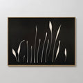 Original hand painted black ivory botanical grass silhouette oil painting canvas wall art, nordic scandinavian minimalist elegant luxury modern home d