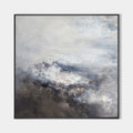 Original hand painted grey charcoal misty abstract landscape oil painting canvas, nordic scandinavian elegant luxury modern home decor