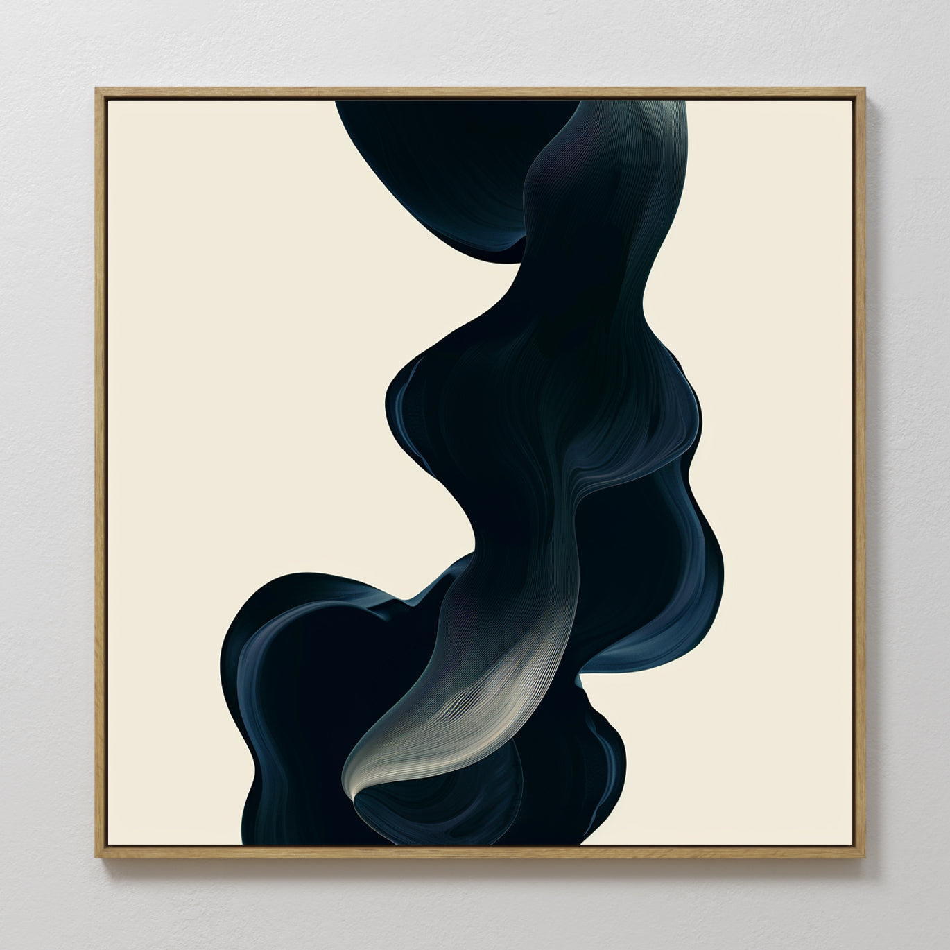 Original hand painted deep teal black fluid organic silhouette oil painting canvas wall art, nordic scandinavian elegant luxury modern interior design