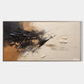 Original hand painted black gold ivory textured abstract oil painting canvas wall art, nordic scandinavian elegant luxury modern living