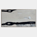 Original hand painted black ivory abstract oil painting canvas, bold sweeping bands textured minimalist nordic scandinavian elegant lux