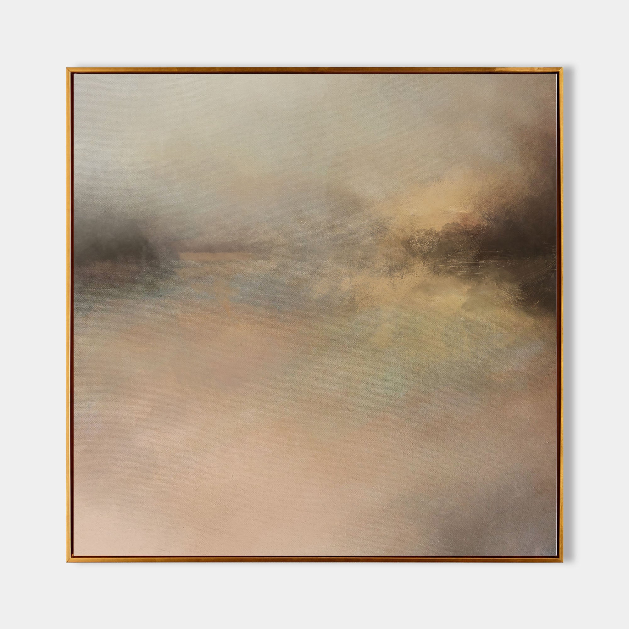Original hand painted moody atmospheric oil painting canvas wall art, taupe blush charcoal abstract clouds nordic scandinavian elegant