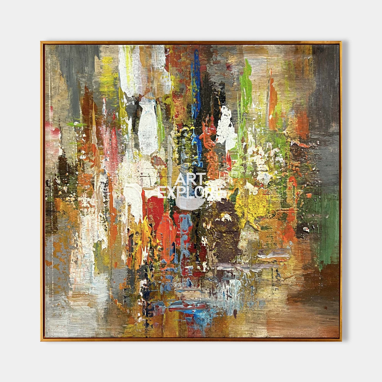Original hand painted amber rust ivory abstract oil painting canvas wall art, modern elegant luxury bold textured home decor interior d