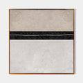 Original hand painted beige white black stripe abstract oil painting canvas wall art, nordic scandinavian minimalist elegant luxury mod