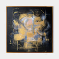 Original hand painted black gold abstract oil painting canvas wall art, expressive swirling textures, elegant luxury modern scandinavia