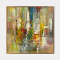 Original hand painted gold crimson blue abstract oil painting canvas wall art, modern elegant luxury textured impasto nordic scandinavi