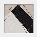 Original hand painted black ivory geometric abstract oil painting canvas wall art, nordic scandinavian minimalist elegant luxury modern