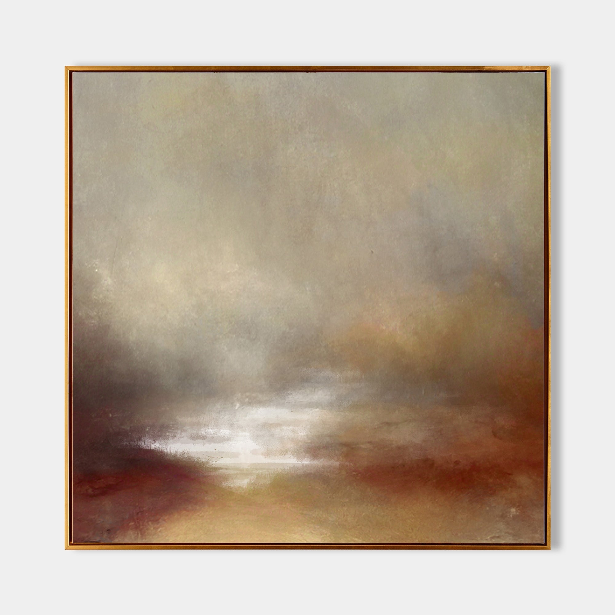 Original hand painted sienna burgundy abstract atmospheric oil painting canvas wall art, nordic scandinavian minimalist elegant luxury