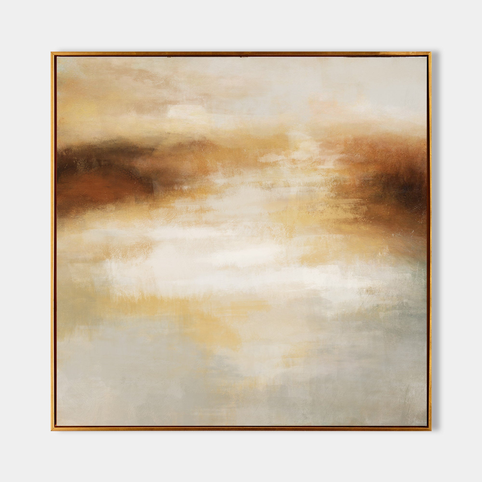Original hand painted amber sienna ivory abstract oil painting canvas wall art, nordic scandinavian elegant luxury minimalist modern li