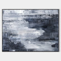 Original hand painted dark grey charcoal abstract oil painting canvas wall art, nordic scandinavian moody elegant luxury modern living