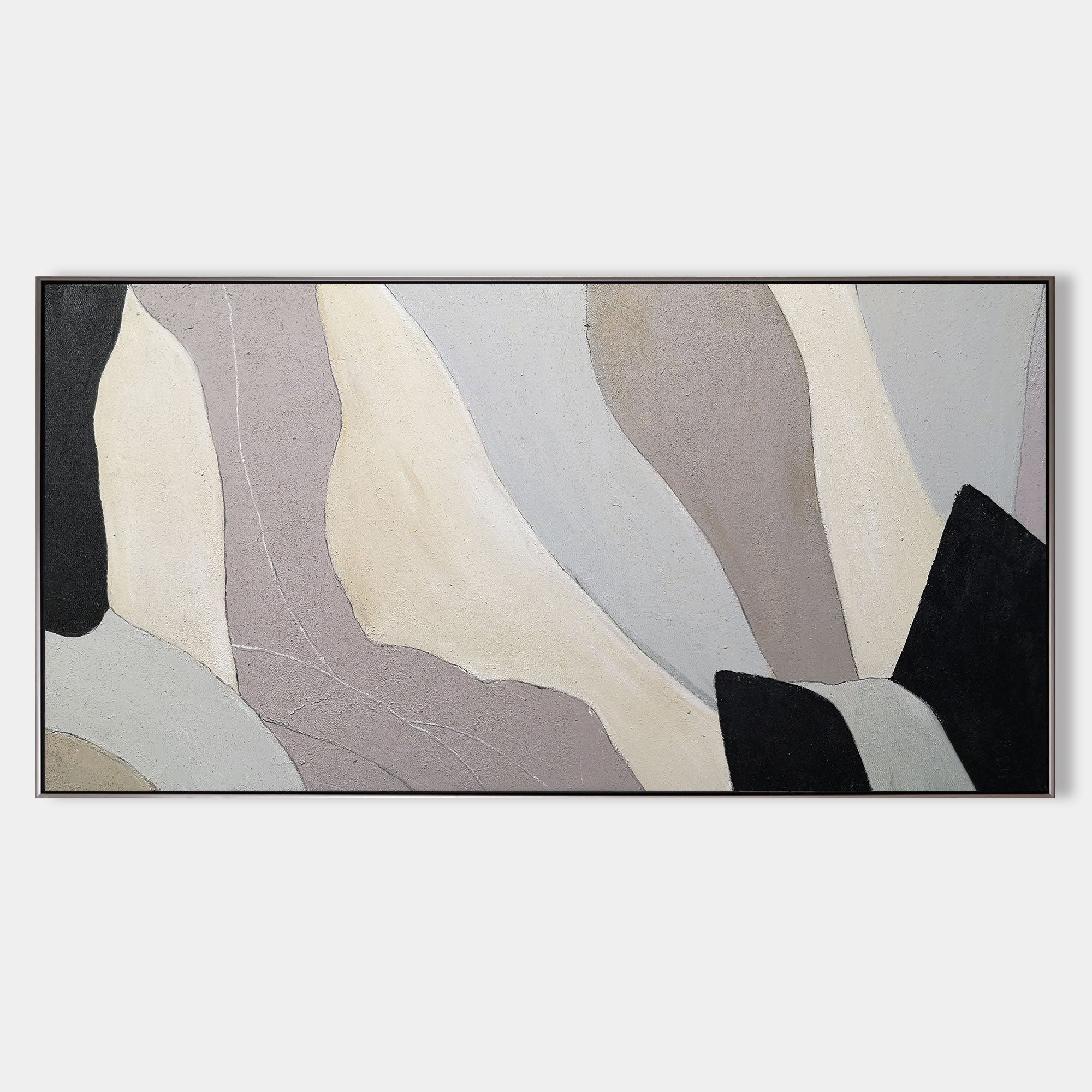 Original hand painted ivory taupe grey abstract oil painting canvas wall art, nordic scandinavian minimalist elegant luxury modern livi