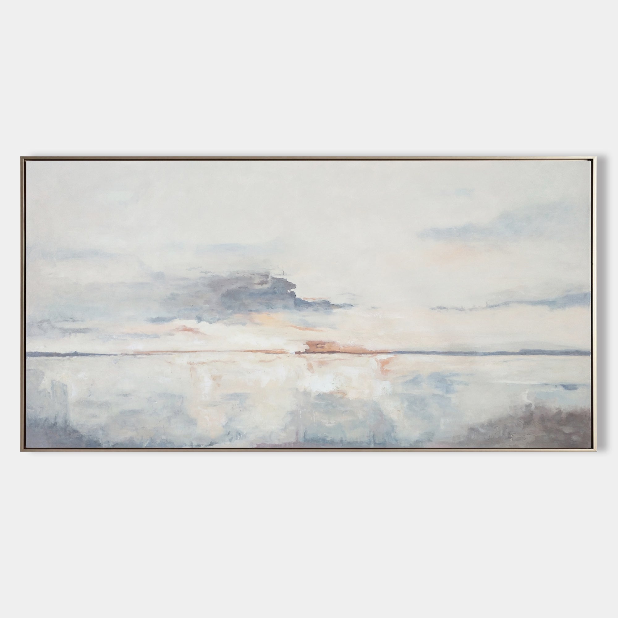 Original hand painted blush pink coastal sunset oil painting canvas wall art, nordic scandinavian minimalist elegant luxury modern livi