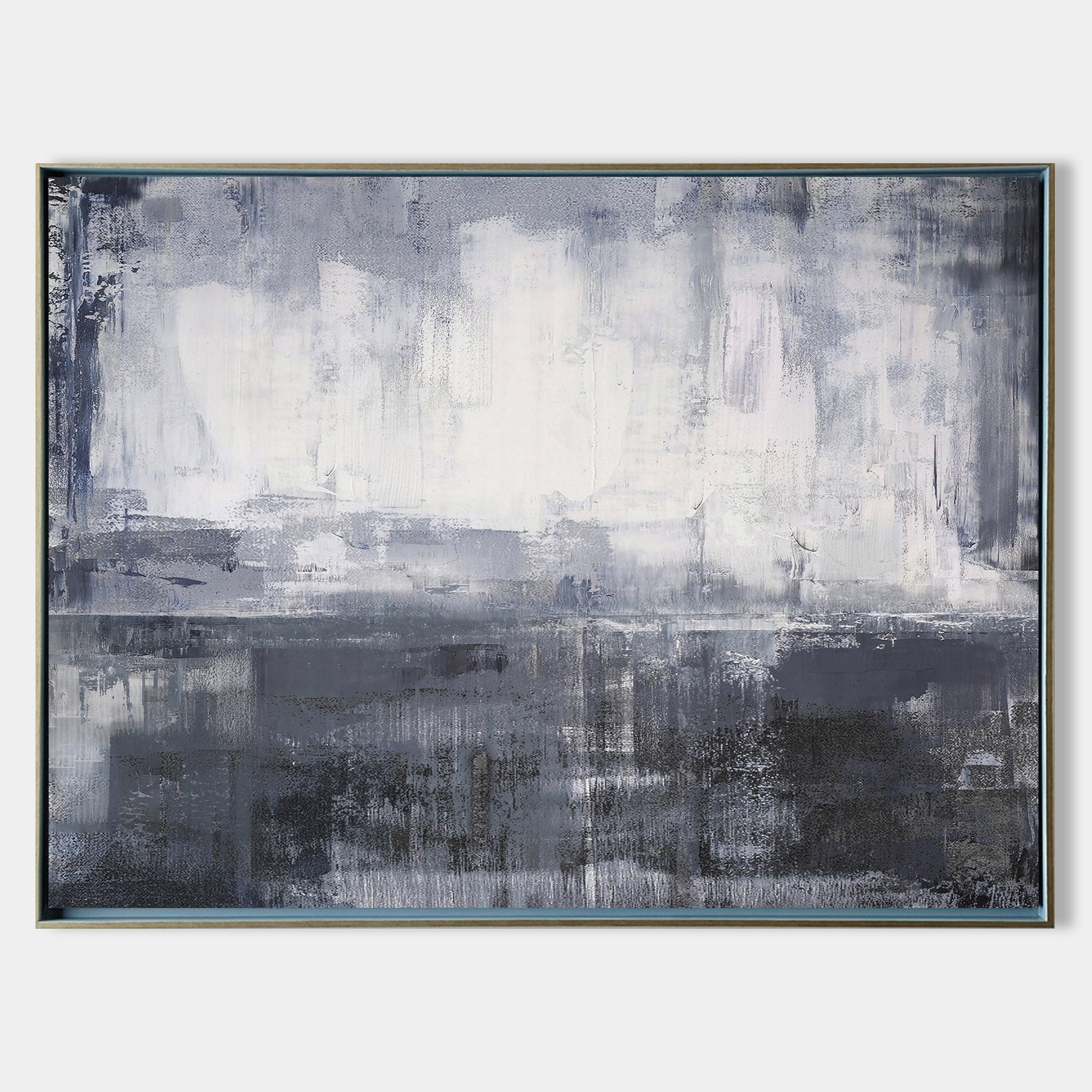 Original hand painted grey charcoal abstract oil painting canvas wall art, nordic scandinavian minimalist elegant luxury modern living