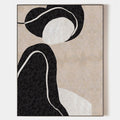 Original hand painted black cream abstract oil painting canvas, bold organic silhouette minimalist nordic scandinavian elegant luxury m