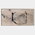 Original hand painted beige abstract oil painting bold black brushstrokes minimalist canvas wall art nordic scandinavian elegant luxury