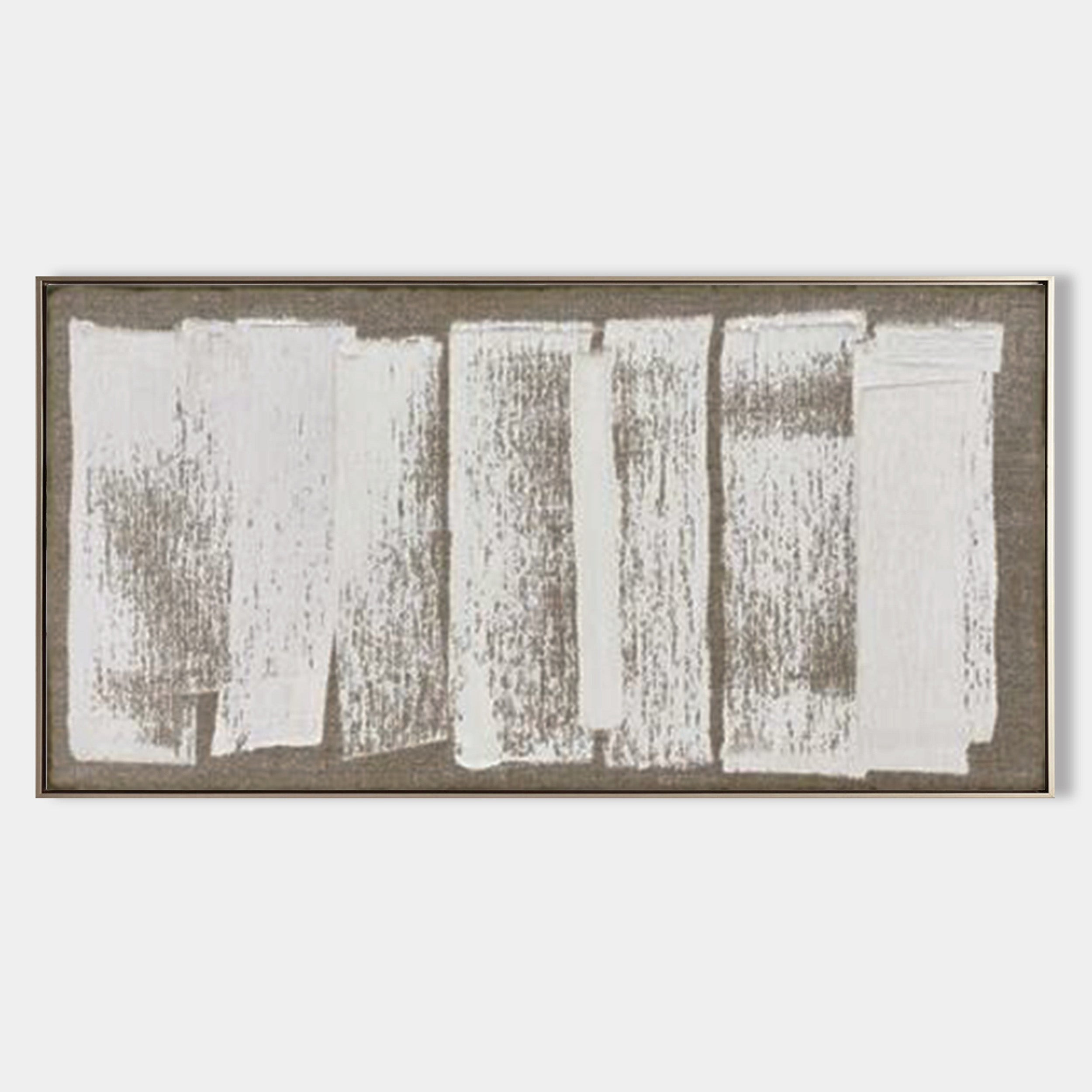 Original hand painted white abstract brushstroke oil painting on taupe linen canvas, nordic scandinavian minimalist elegant luxury mode