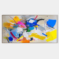 Original hand painted cobalt blue magenta yellow abstract oil painting canvas wall art, modern elegant luxury scandinavian nordic inter