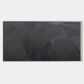 Original hand painted black charcoal geometric abstract oil painting canvas wall art, nordic scandinavian minimalist elegant luxury mod