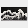 Original hand painted black white mountain abstract oil painting canvas wall art, nordic scandinavian elegant luxury modern living room