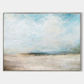 Original hand painted blue white coastal abstract oil painting canvas wall art, nordic scandinavian minimalist elegant luxury modern ho