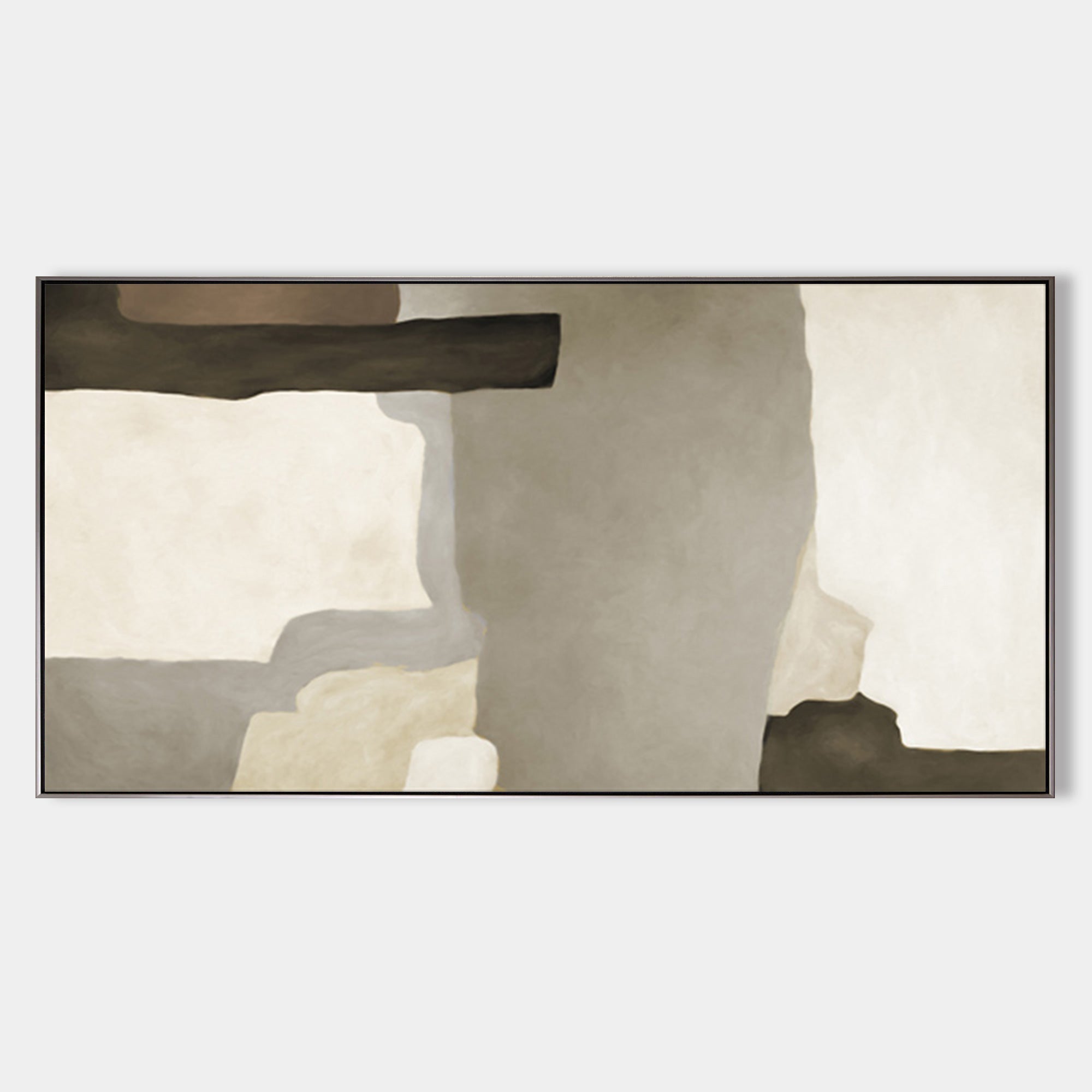 Original hand painted taupe grey abstract oil painting canvas wall art, nordic scandinavian minimalist elegant luxury modern living roo