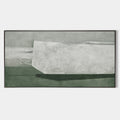 Original hand painted white iceberg abstract oil painting canvas wall art, nordic scandinavian minimalist sage green elegant luxury mod