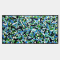 Original hand painted green blue black abstract oil painting canvas wall art, bold gestural luxury modern elegant home decor interior d