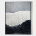 Original hand painted black white charcoal mountain valley oil painting canvas wall art, nordic scandinavian minimalist elegant luxury