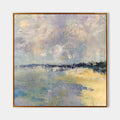 Original hand painted lavender gold abstract coastal oil painting canvas wall art, nordic scandinavian elegant luxury modern living roo
