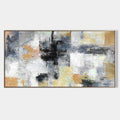 Original hand painted amber grey black abstract oil painting canvas wall art, textured nordic scandinavian elegant luxury modern living