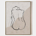 Original hand painted female silhouette oil painting canvas, warm beige sand tones, minimalist scandinavian elegant luxury modern bedro