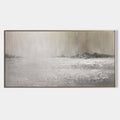 Original hand painted silver white textured abstract landscape oil painting canvas wall art, nordic scandinavian minimalist elegant lux