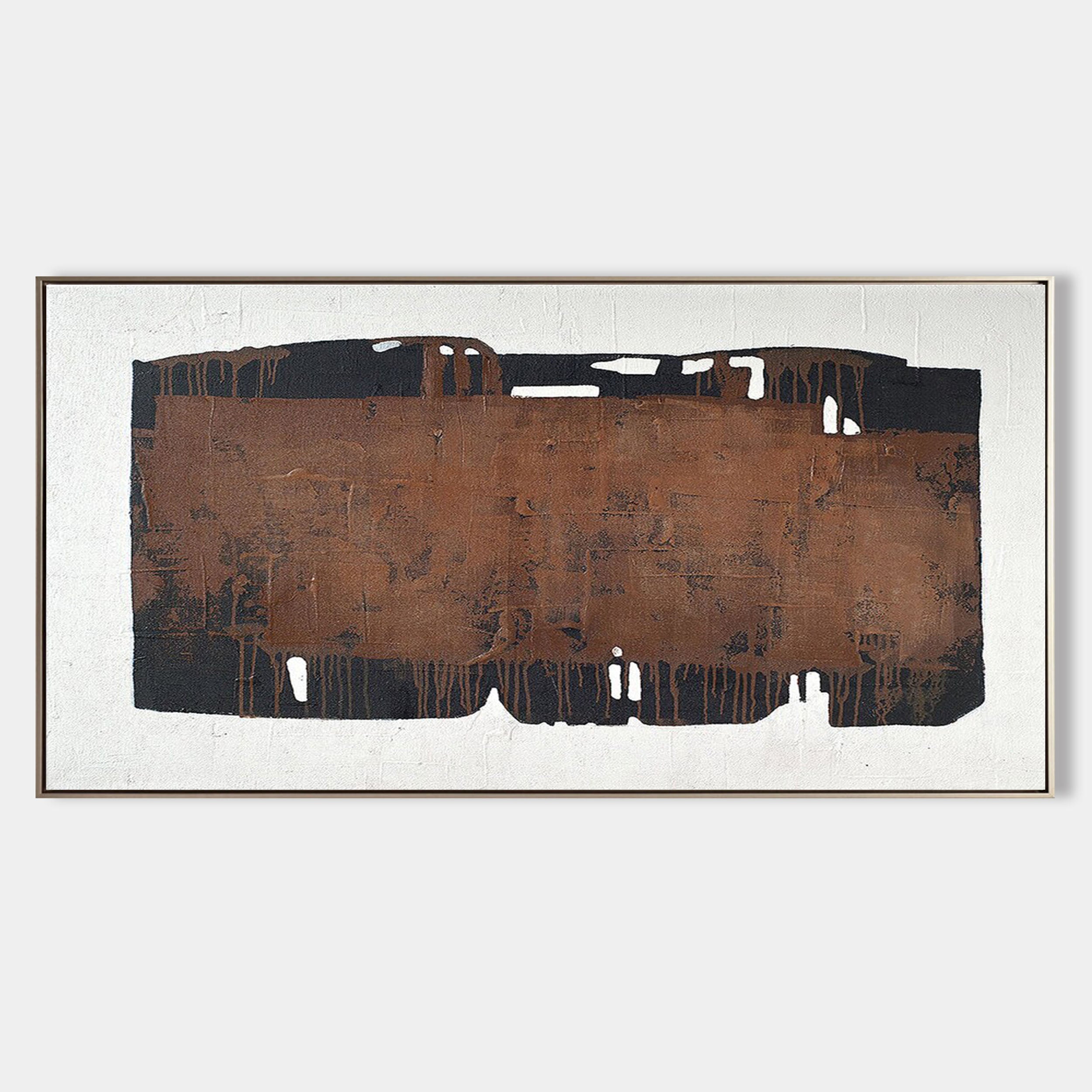 Original hand painted copper rust abstract oil painting canvas wall art, nordic scandinavian minimalist elegant luxury modern living ro