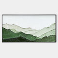 Original hand painted green abstract mountain landscape oil painting canvas wall art, nordic scandinavian minimalist elegant luxury mod
