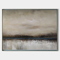 Original hand painted taupe charcoal abstract landscape oil painting canvas wall art, nordic scandinavian minimalist elegant luxury mod