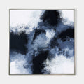 Original hand painted navy charcoal white abstract cloud oil painting canvas wall art, nordic scandinavian elegant luxury modern living
