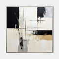 Original hand painted black ivory gold geometric abstract oil painting canvas wall art, nordic scandinavian minimalist elegant luxury m