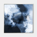 Original hand painted navy blue white stormy abstract cloud oil painting canvas wall art, nordic scandinavian elegant luxury modern hom