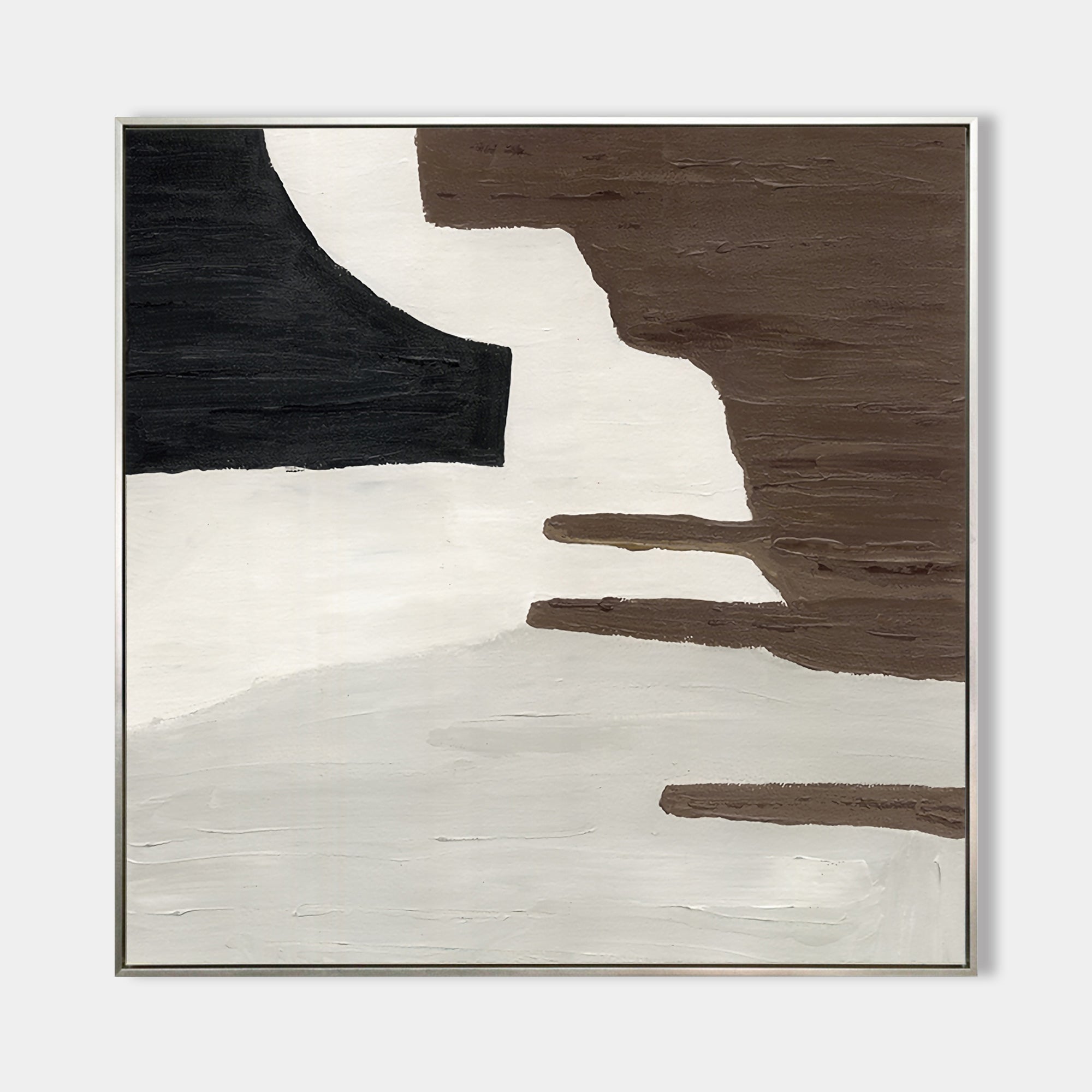 Original hand painted brown black ivory abstract oil painting canvas wall art, nordic scandinavian minimalist elegant luxury modern liv