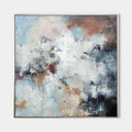 Original hand painted white charcoal abstract cloud oil painting canvas wall art, nordic scandinavian elegant luxury modern living room