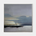 Original hand painted slate grey abstract coastal oil painting canvas wall art, nordic scandinavian minimalist elegant luxury modern in