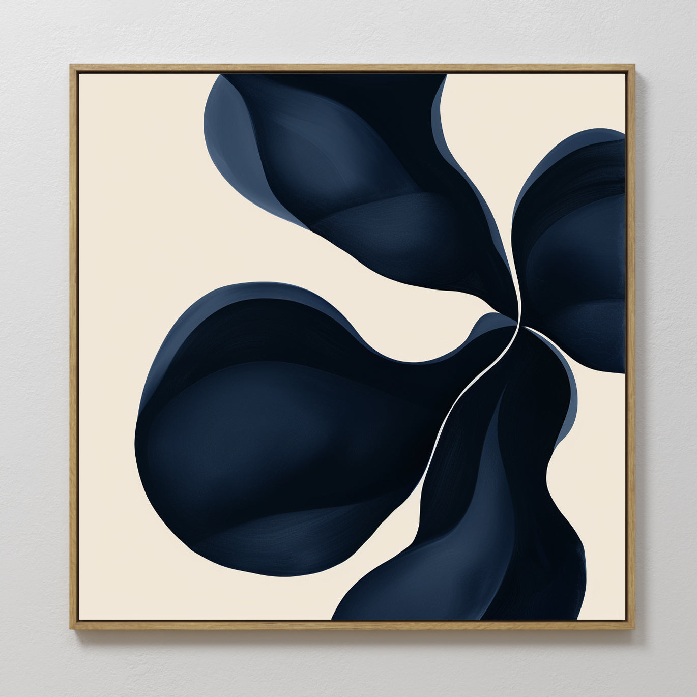 Original hand painted navy blue organic abstract oil painting canvas wall art, nordic scandinavian elegant luxury modern living room home decor interi