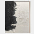Original hand painted black ivory abstract oil painting canvas wall art, textured palette knife nordic scandinavian minimalist elegant