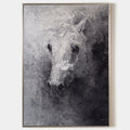 Original hand painted charcoal grey abstract horse oil painting canvas wall art, nordic scandinavian elegant luxury modern living room